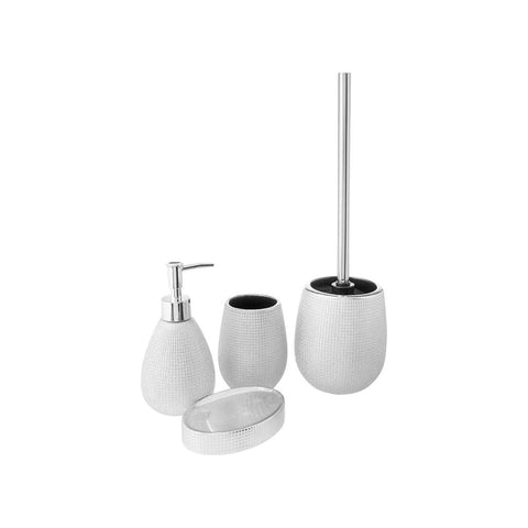 Set de 4 accesorios de baño de cerámica plateado