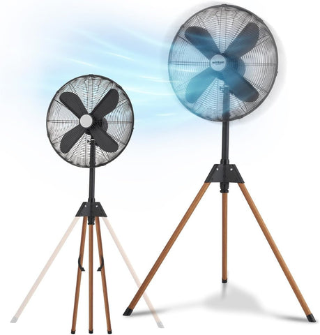 Ventilador de 50W con aspas de 40cm, trípode plegable con efecto madera - diseño moderno