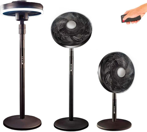 Ventilador 2 en 1 de mesa y de pie, 70W, LED orientable tipo lámpara y 4 velocidades