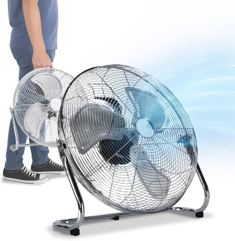 Ventilador de suelo de ø 40cm – inclinable, potencia de 65W y aspas de metal