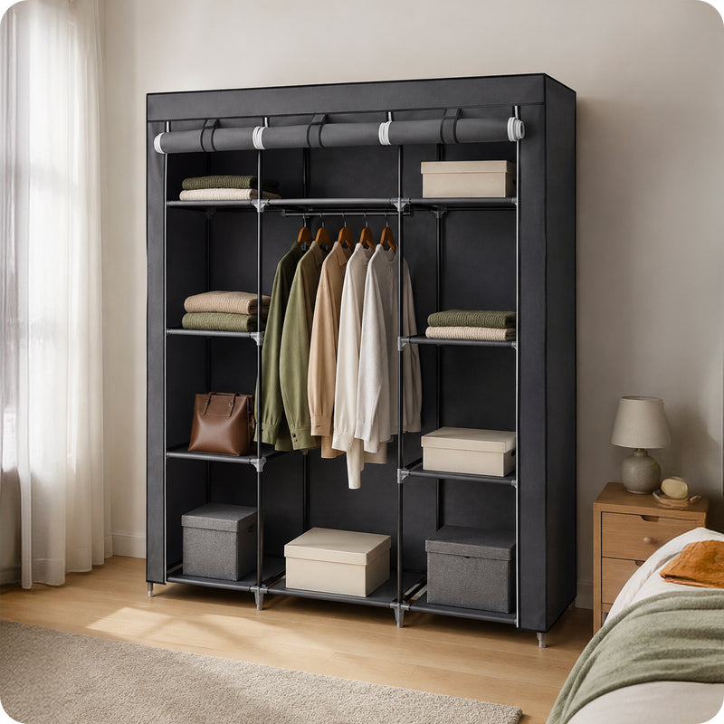 Armario organizador con funda y 9 estantes 150x45x175cm