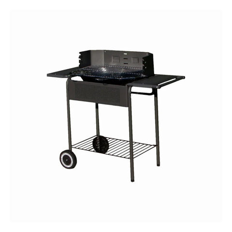 Barbacoa de carbón con estructura de acero y dos ruedas, 90x45x82cm, antracita