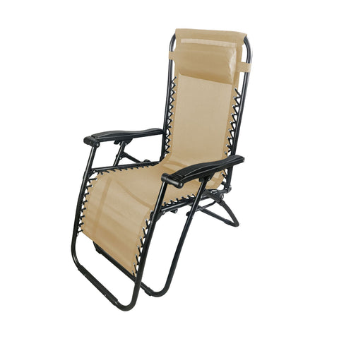 Tumbona Siesta Multiposición Beige De Acero Negro Con Textileno