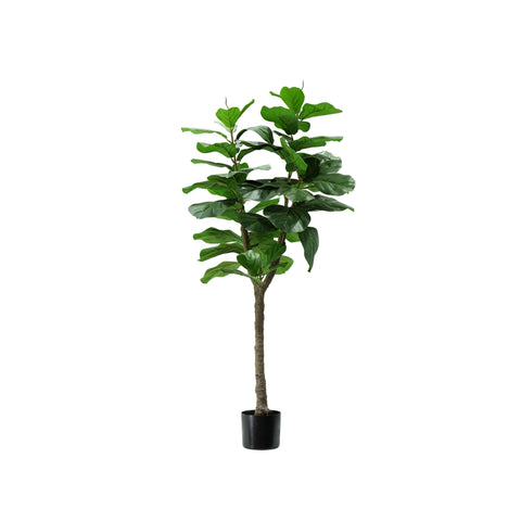 Planta de Ficus lyrata de polietileno con 60 hojas y maceta con musgo 130cm