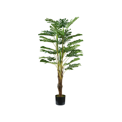 Planta de monstera de polietileno con 24 hojas y maceta con musgo, 120 cm