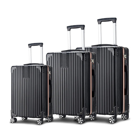 Set de 3 trolley de 56/66/76cm negros de ABS