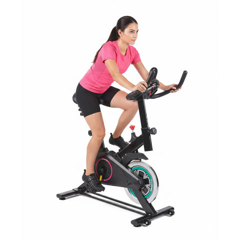 Bicicleta de ciclismo indoor profesional – Estructura de acero y pantalla con soporte para teléfono