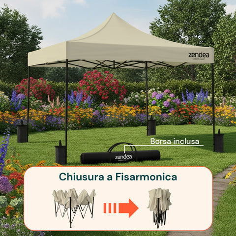 Gazebo plegable 3x3 m impermeable con bolsa y pesos incluidos