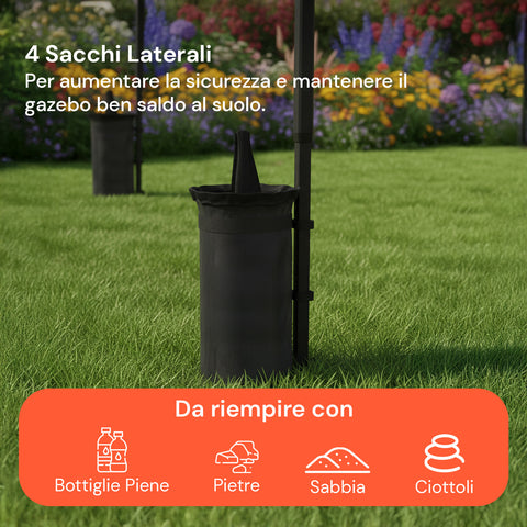 Gazebo plegable 3x3 m impermeable con bolsa y pesos incluidos
