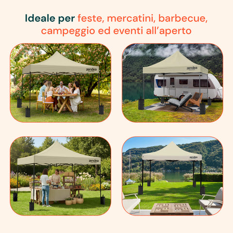 Gazebo plegable 3x3 m impermeable con bolsa y pesos incluidos