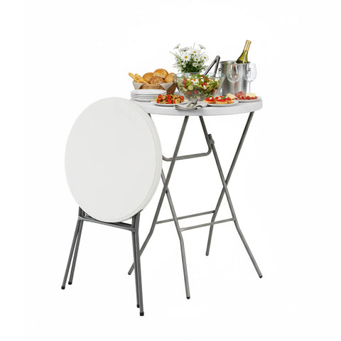 Mesa blanca redonda de jardín o cocina Ø80 y Ø120 cm, plegable y resistente