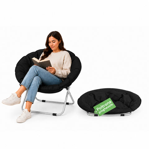 Sillón acolchado plegable de acero y tela Oxford - dimensiones 80x36x80 cm
