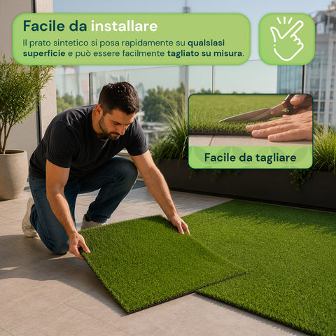 Prato Sintetico 1x3m - Erba Artificiale per Giardino e Balcone