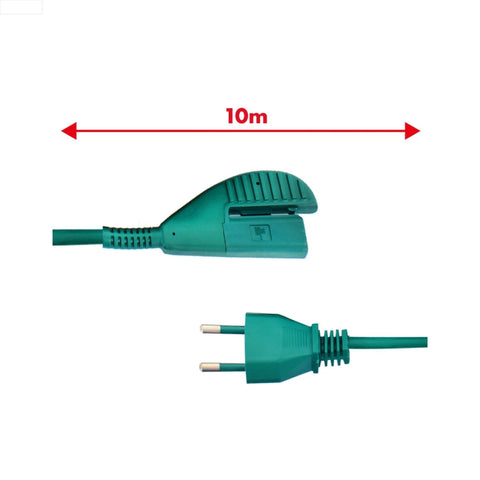 Cable de alimentación VK135/136 - Repuesto compatible de 10m verde con enchufe