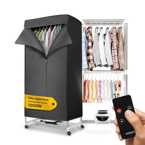 Secadora de ropa de aire rectangular con temporizador y funda de cobertura de 1000W