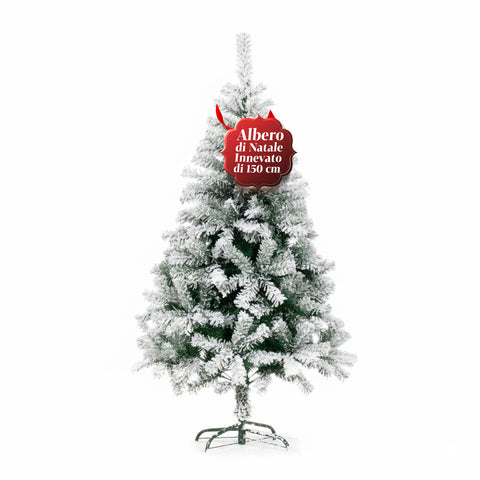 Árbol de Navidad nevado con ramas frondosas y base de metal- 150/180/210 cm