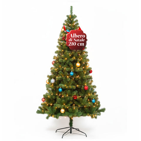 Árbol de Navidad realista verde de 210 cm y 631 ramas - estilo tradicional