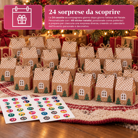 Calendarios de Adviento – Versión árbol con cajones o casitas con pegatinas