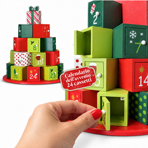 Calendarios de Adviento – Versión árbol con cajones o casitas con pegatinas