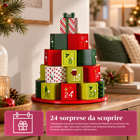 Calendarios de Adviento – Versión árbol con cajones o casitas con pegatinas