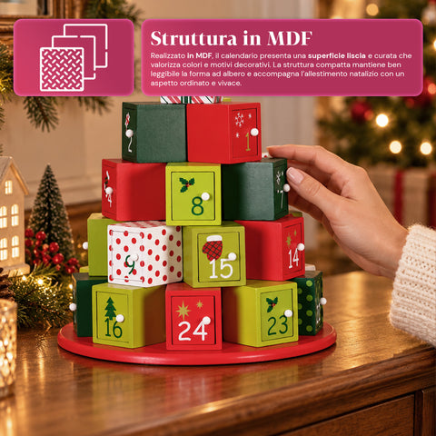 Calendarios de Adviento – Versión árbol con cajones o casitas con pegatinas