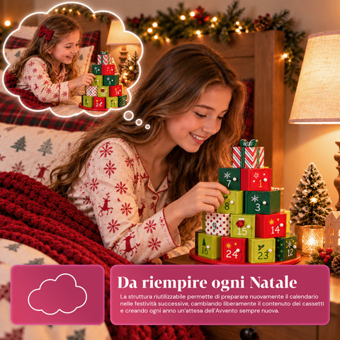 Calendarios de Adviento – Versión árbol con cajones o casitas con pegatinas