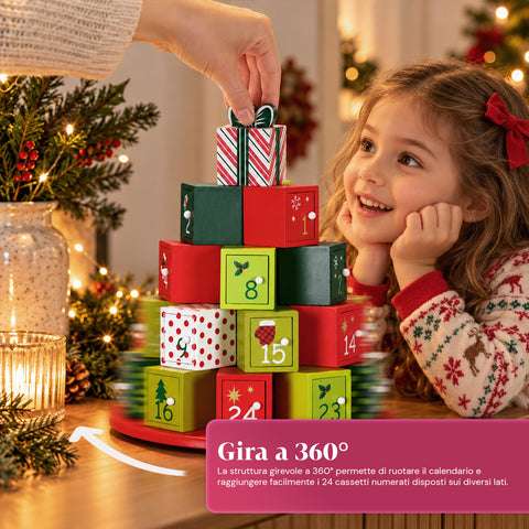 Calendarios de Adviento – Versión árbol con cajones o casitas con pegatinas