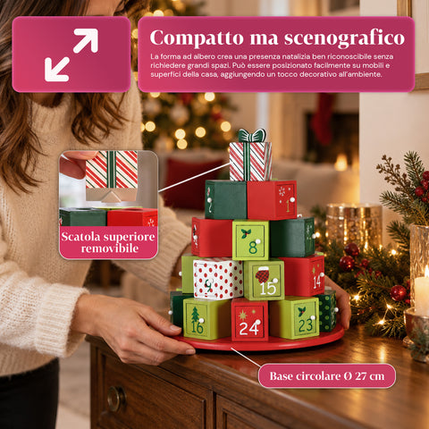 Calendarios de Adviento – Versión árbol con cajones o casitas con pegatinas