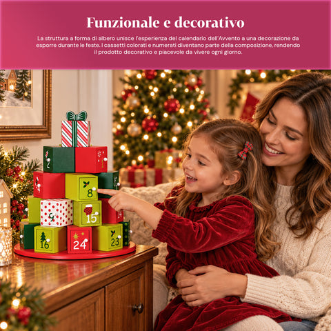 Calendarios de Adviento – Versión árbol con cajones o casitas con pegatinas