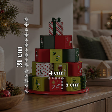 Calendarios de Adviento – Versión árbol con cajones o casitas con pegatinas