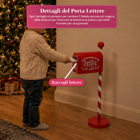 Buzón navideño rojo y blanco de 50 cm de alto, de estilo americano