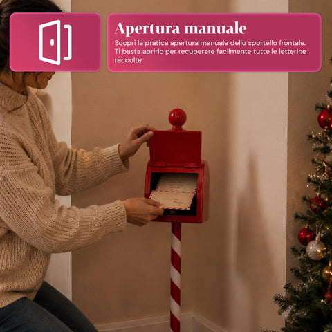 Buzón navideño rojo y blanco de 50 cm de alto, de estilo americano