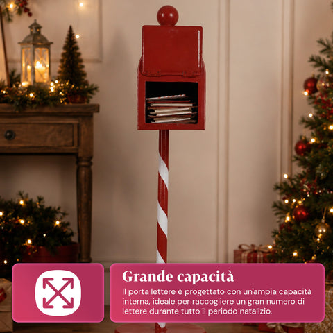 Buzón navideño rojo y blanco de 50 cm de alto, de estilo americano