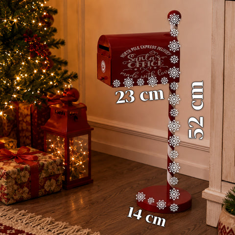 Buzón navideño rojo y blanco de 50 cm de alto, de estilo americano