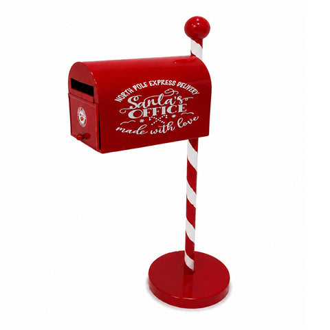 Buzón navideño rojo y blanco de 50 cm de alto, de estilo americano