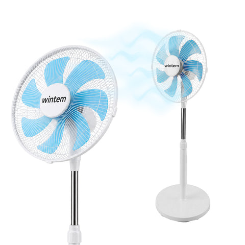 Ventilador de pie de 40W con 7 aspas de PP, 3 velocidades, altura regulable de 80-100cm – Oscilación horizontal de 60° e inclinación de 45°