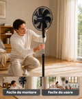 Ventilatore a Piantana 40W con 7 Pale, 3 Velocità, Altezza Regolabile 80-100cm