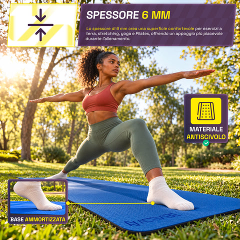 Esterilla de yoga antideslizante de TPE de 6 mm, de doble cara con correa de transporte