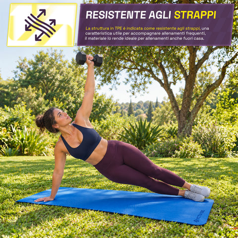 Esterilla de yoga antideslizante de TPE de 6 mm, de doble cara con correa de transporte