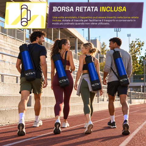 Esterilla de yoga antideslizante de TPE de 6 mm, de doble cara con correa de transporte