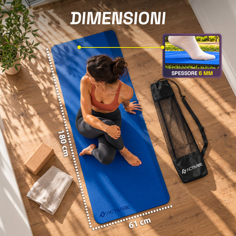 Esterilla de yoga antideslizante de TPE de 6 mm, de doble cara con correa de transporte