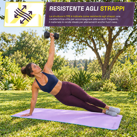 Esterilla de yoga antideslizante de TPE de 6 mm, de doble cara con correa de transporte