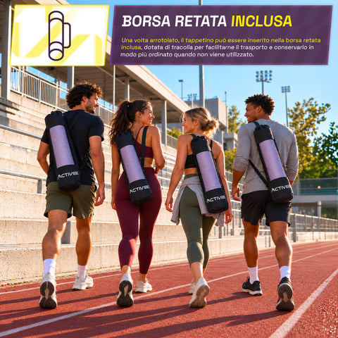 Esterilla de yoga antideslizante de TPE de 6 mm, de doble cara con correa de transporte