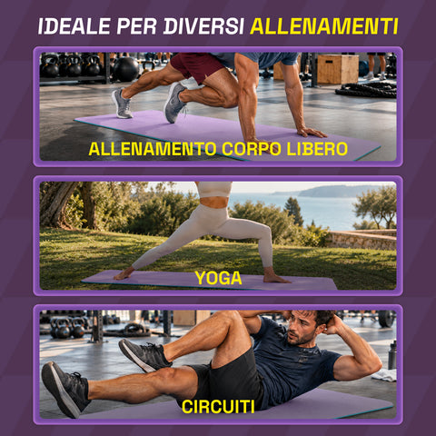 Esterilla de yoga antideslizante de TPE de 6 mm, de doble cara con correa de transporte