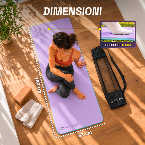 Esterilla de yoga antideslizante de TPE de 6 mm, de doble cara con correa de transporte