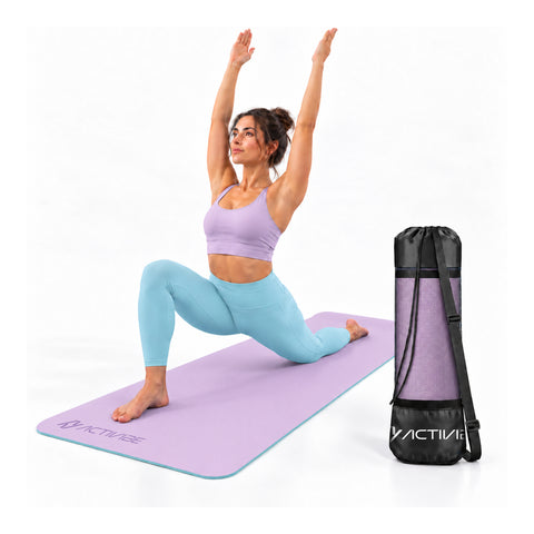 Esterilla de yoga antideslizante de TPE de 6 mm, de doble cara con correa de transporte