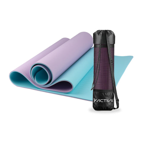 Esterilla de yoga antideslizante de TPE de 6 mm, de doble cara con correa de transporte