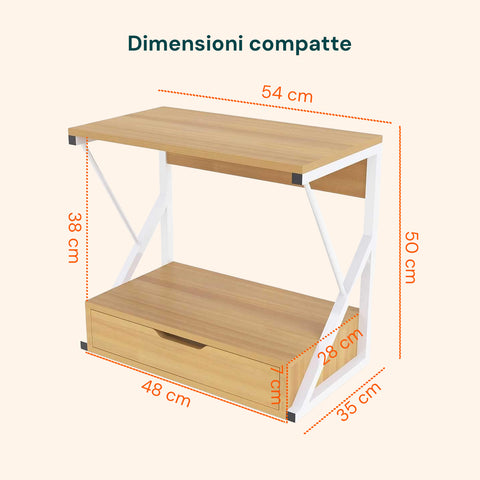 Supporto Microonde da Cucina in MDF con Cassetto e Ripiano Superiore