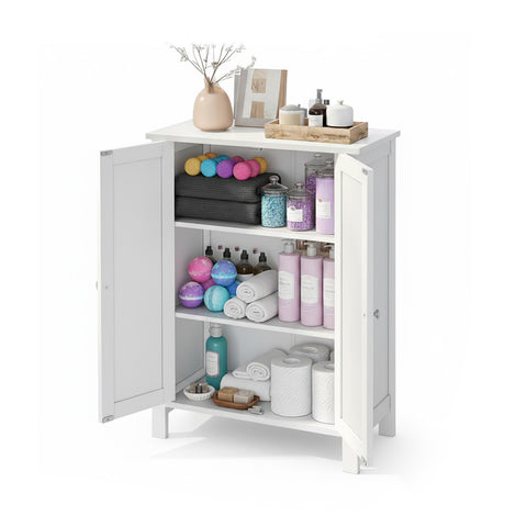 Armario multiusos de MDF con estantes ajustables y 2 puertas para baño o cocina