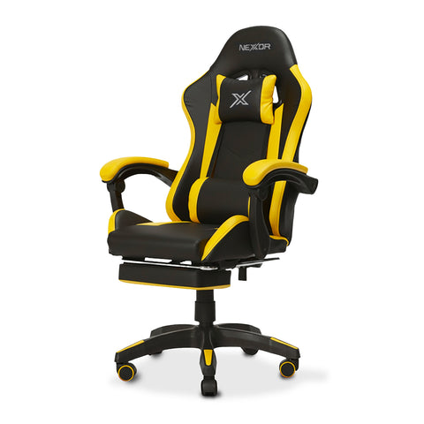 Silla gaming reclinable con reposapiés extraíble, cojín lumbar y reposacabezas